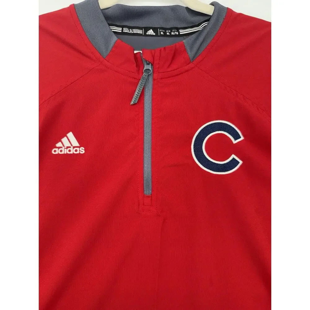 Chicago Cubs Adidas Jacket Men’s Large Red Windbreaker MLB Polyester Vented